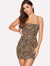 Vestido ajustado de tirantes con estampado de leopardo
