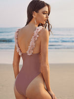 Traje de baño de una pieza con apliques de flores