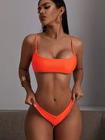 Bikini de corte alto liso anaranjado