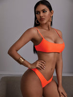 Bikini de corte alto liso anaranjado