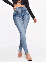 Jeans elásticos de cintura alta con curvas