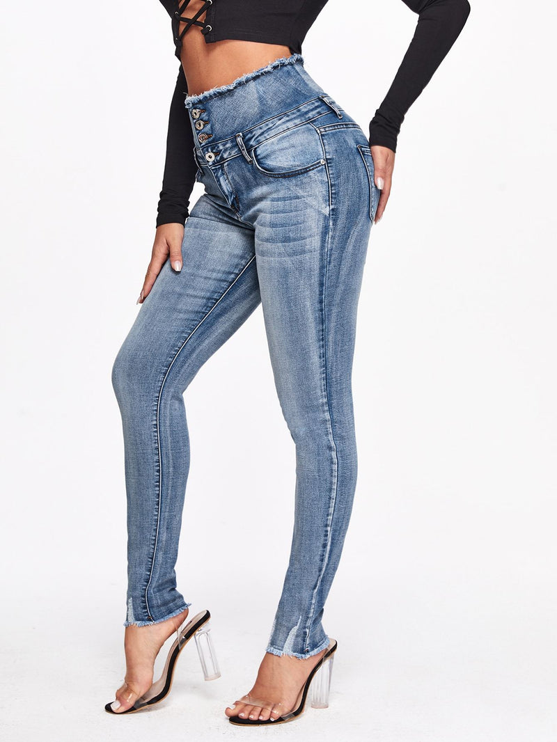 Jeans elásticos de cintura alta con curvas