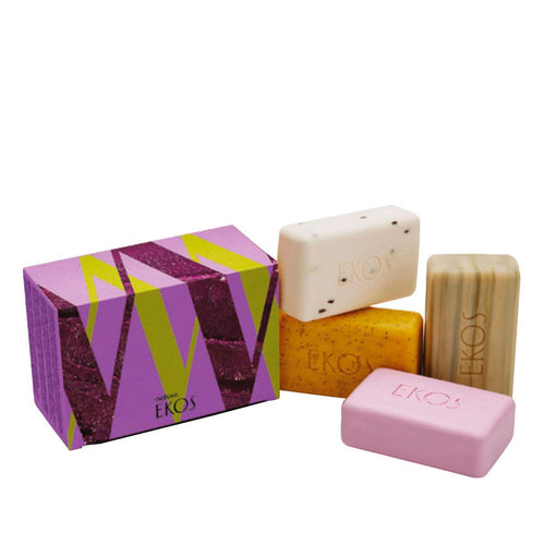 Jabones en barra puro vegetal, cremosos, exfoliantes y refescantes (Paq. 4)