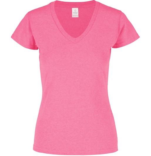 Playera JASPEADA Cuello V Manga Corta con Silueta para Dama